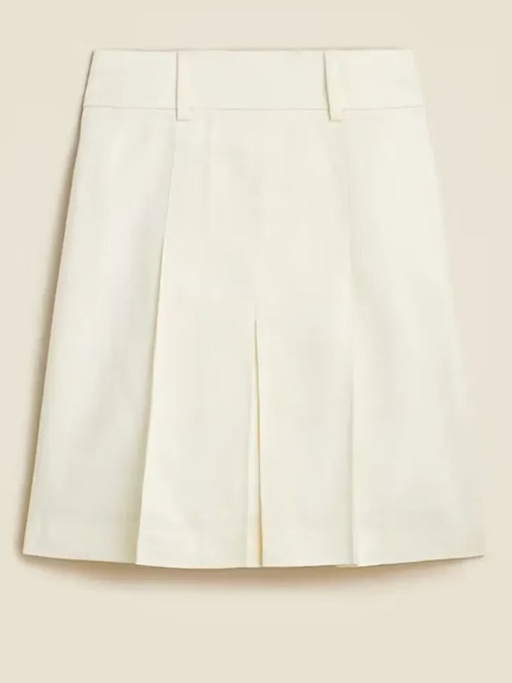 J. Crew Pleated Knee Length Linen Skirt in Ivory Size 8 NWT